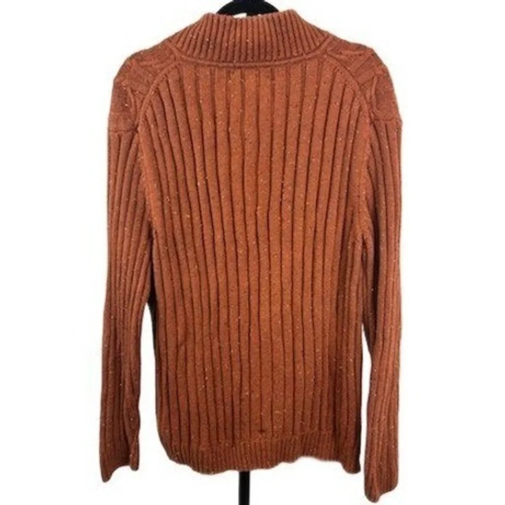 Tasso Elba Sweater Men's Size XXL Orange 100% Cotton Cable‎ Knit Button Neck